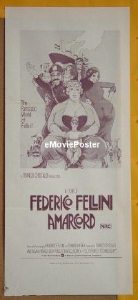 #211 AMARCORD Aust daybill'74 Fellini classic 
