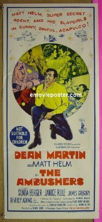 p037 AMBUSHERS Australian daybill movie poster '67 Dean Martin, Senta Berger