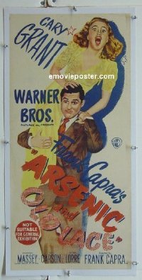 #2059 ARSENIC & OLD LACE linen Aust daybill 1945 Cary Grant, Priscilla Lane, Frank Capra classic!