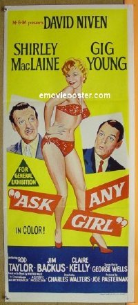 #8241 ASK ANY GIRL Aust db R60s sexy Shirley MacLaine