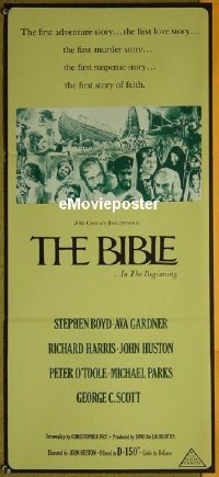 #228 BIBLE Aust daybill '67 John Huston, Boyd 