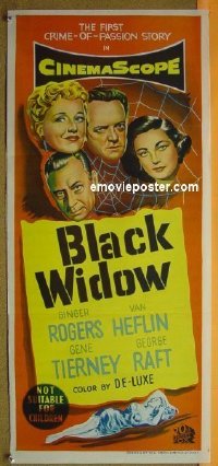 #7189 BLACK WIDOW Australian daybill movie poster '54 Rogers