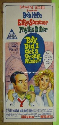 p114 BOY DID I GET A WRONG NUMBER Australian daybill movie poster '66 Hope