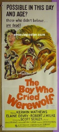 #7207 BOY WHO CRIED WEREWOLF Australian daybill movie poster 73