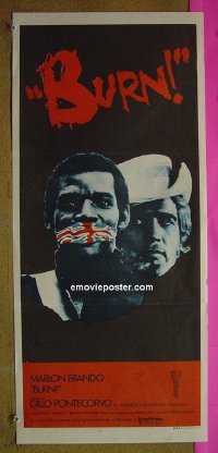 #7223 BURN Australian daybill movie poster '70 Brando, Ponecorvo
