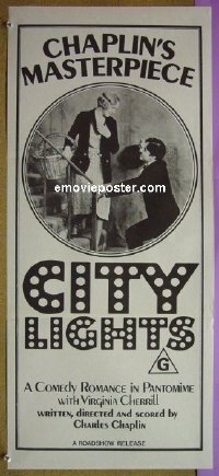 #297 CITY LIGHTS daybill R72 Charlie Chaplin 