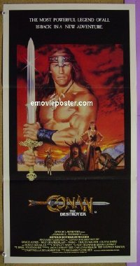 p179 CONAN THE DESTROYER Australian daybill movie poster '84 Schwarzenegger