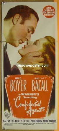 #315 CONFIDENTIAL AGENT daybill '45 Bacall 
