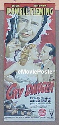 #018 CRY DANGER Aust daybill '51 film noir 