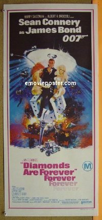 t218 DIAMONDS ARE FOREVER Australian daybill movie poster '71 Connery