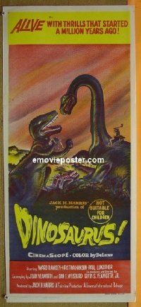 k552 DINOSAURUS Australian daybill movie poster '60 prehistoric monsters!