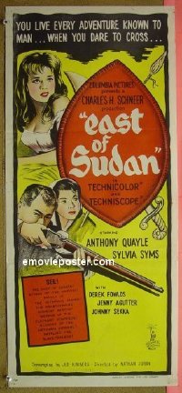 #7358 EAST OF SUDAN Australian daybill movie poster '64 Quayle