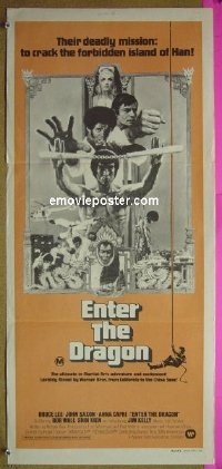 p250 ENTER THE DRAGON Australian daybill movie poster '73 Bruce Lee classic!