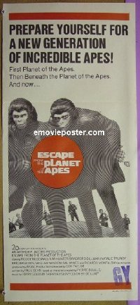 p252 ESCAPE FROM THE PLANET OF THE APES Australian daybill movie poster '71