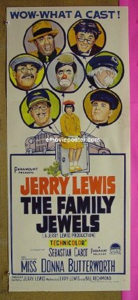 p261 FAMILY JEWELS Australian daybill movie poster '65 Jerry Lewis