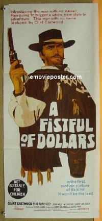 p272 FISTFUL OF DOLLARS Australian daybill movie poster '67 Clint Eastwood