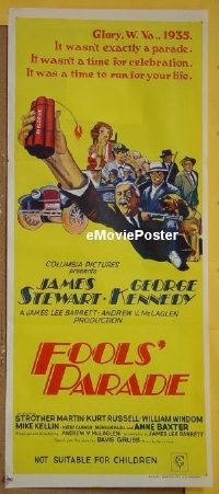 p287 FOOLS' PARADE Australian daybill movie poster '71 James Stewart