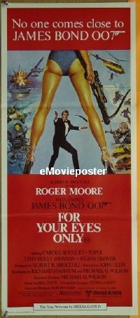 p291 FOR YOUR EYES ONLY Australian daybill movie poster '81 Moore as Bond