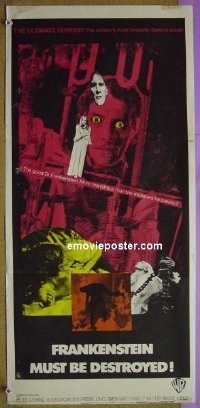 p296 FRANKENSTEIN MUST BE DESTROYED Australian daybill movie poster '70