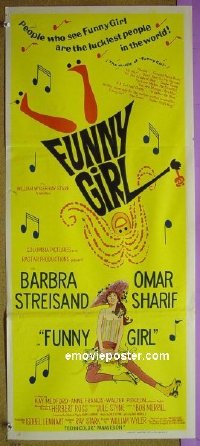p310 FUNNY GIRL Australian daybill movie poster '68 Barbra Streisand