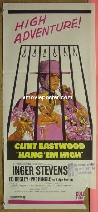 #7454 HANG 'EM HIGH Australian daybill movie poster '68 Eastwood