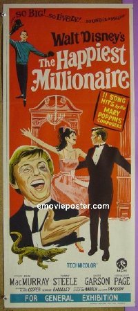 #7457 HAPPIEST MILLIONAIRE Australian daybill movie poster '68