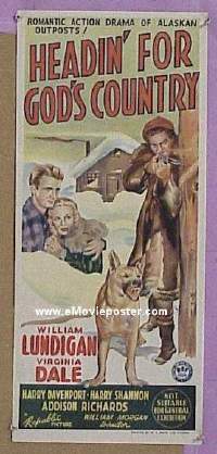 #7462 HEADIN' FOR GOD'S COUNTRY Australian daybill movie poster '43