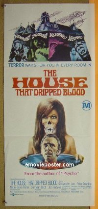 p378 HOUSE THAT DRIPPED BLOOD Australian daybill movie poster '71 Chris Lee