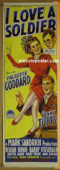 p382 I LOVE A SOLDIER Australian daybill movie poster '44 Goddard, Tufts