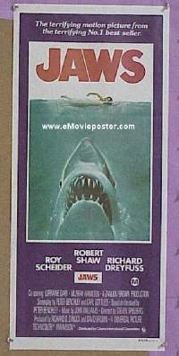 #529 JAWS daybill '75 Spielberg, Scheider 