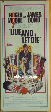 #589 LIVE & LET DIE daybill '73 Moore as Bond 
