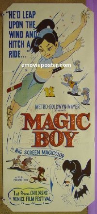 K623 MAGIC BOY Australian daybill movie poster '60 animated adventure!