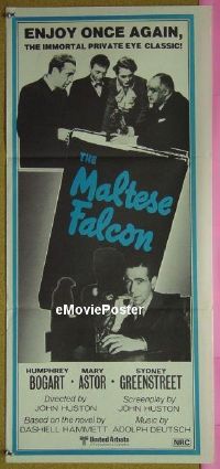#258 MALTESE FALCON Aust daybill R80s Humphrey Bogart, Peter Lorre, directed by John Huston!