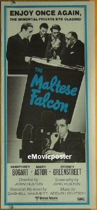 #8572 MALTESE FALCON Aust daybill R80s Humphrey Bogart, Peter Lorre, directed by John Huston!