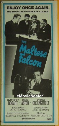 #613 MALTESE FALCON Aust daybill R80s Humphrey Bogart, Peter Lorre, directed by John Huston!
