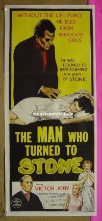 #7612 MAN WHO TURNED TO STONE Australian daybill movie poster '57