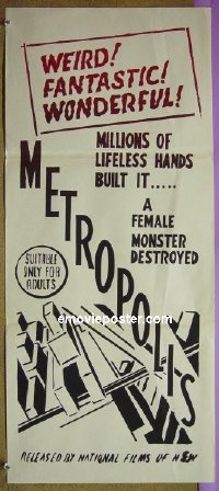 #1714 METROPOLIS Australian daybill R52 Fritz Lang sci-fi classic!