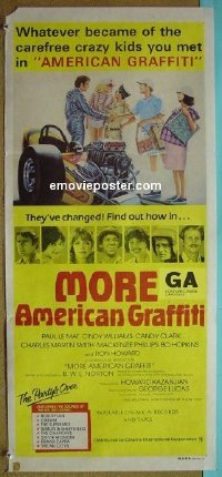 p498 MORE AMERICAN GRAFFITI Australian daybill movie poster '79 Le Mat