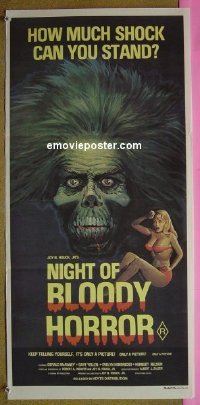#6889 NIGHT OF BLOODY HORROR Australian daybill movie poster '70s