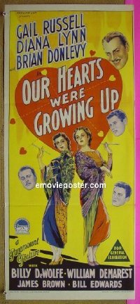 p549 OUR HEARTS WERE GROWING UP Australian daybill movie poster '46 Russell