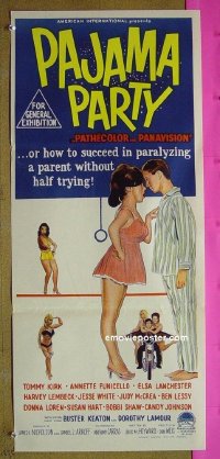 p557 PAJAMA PARTY Australian daybill movie poster '64 Annette Funicello