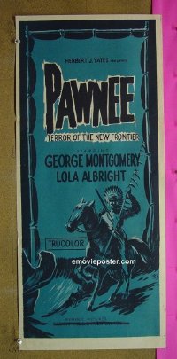 p571 PAWNEE Australian daybill movie poster R70s George Montgomery