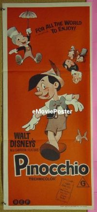 #7721 PINOCCHIO Aust daybill R70s Disney classic cartoon about a wooden boy who wants to be real!