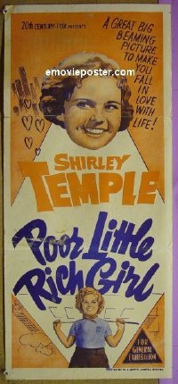 #1828 POOR LITTLE RICH GIRL Australian daybill movie poster R50s Temple