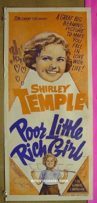 p584 POOR LITTLE RICH GIRL Australian daybill movie poster R50s Temple