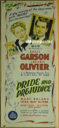 #725 PRIDE & PREJUDICE daybill R40s Garson 