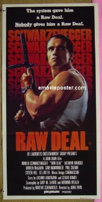 #9051 RAW DEAL Aust daybill 86 Schwarzenegger 