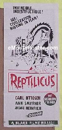 p621 REPTILICUS Australian daybill movie poster '61 giant lizard, AIP!