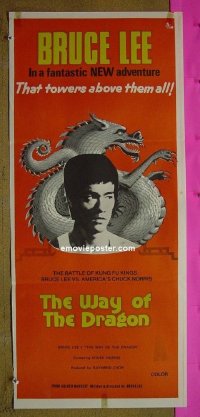 K784 RETURN OF THE DRAGON Australian daybill movie poster '74 Bruce Lee