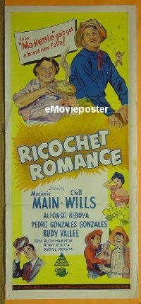 #759 RICOCHET ROMANCE daybill '54 Main, Wills 